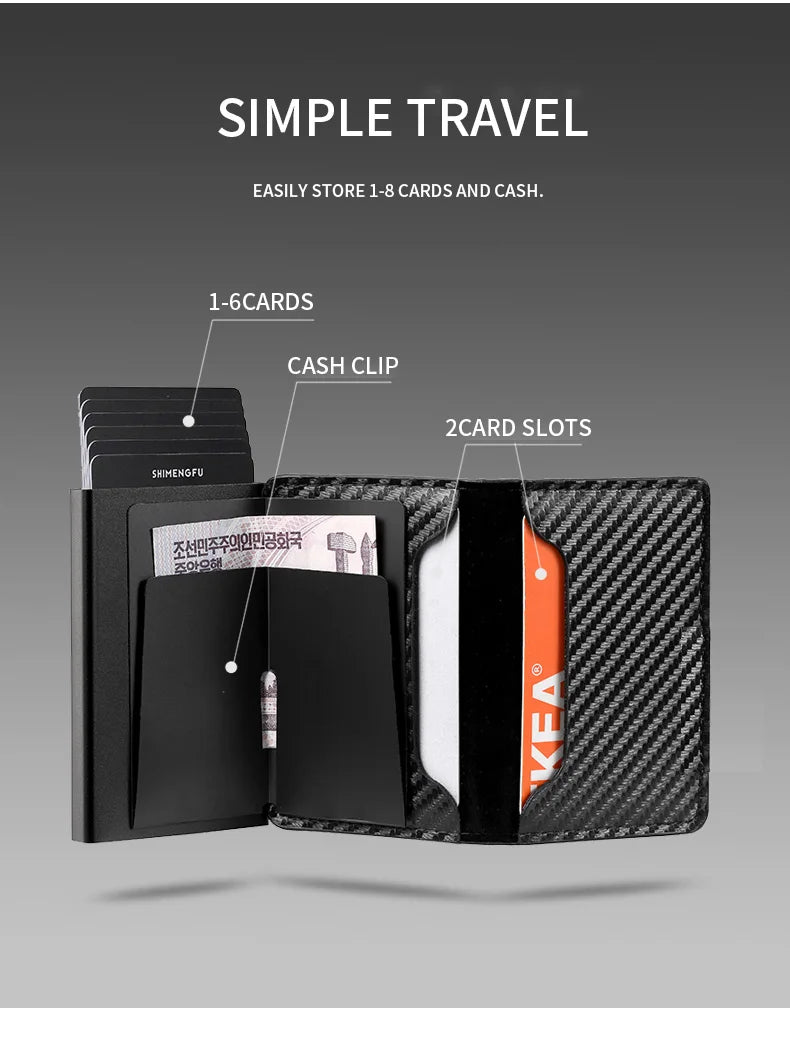 AEGIS Praetor – Porta Tarjetas Pop-Up de Aluminio y Cuero (Gris Mate)